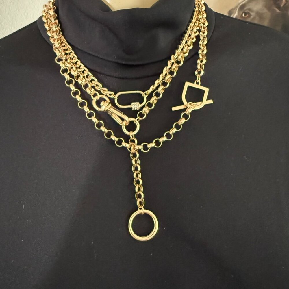 #18 garden party costume jewelry / multi layer gold chained Spectacle Holder